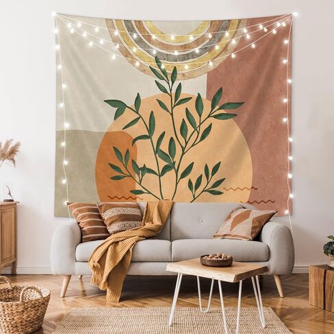 SUOTEMEIFEI Boho فن نسيج النبات، نباتات ريترو نسيج غروب الشمس منظر طبيعي مجرد جمالي جدار غرفة النوم غرفة المعيشة ديكور الكلية النوم الجدار شنقا in Saudi Arabia