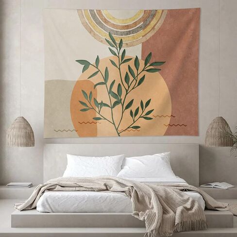 SUOTEMEIFEI Boho فن نسيج النبات، نباتات ريترو نسيج غروب الشمس منظر طبيعي مجرد جمالي جدار غرفة النوم غرفة المعيشة ديكور الكلية النوم الجدار شنقا in Saudi Arabia