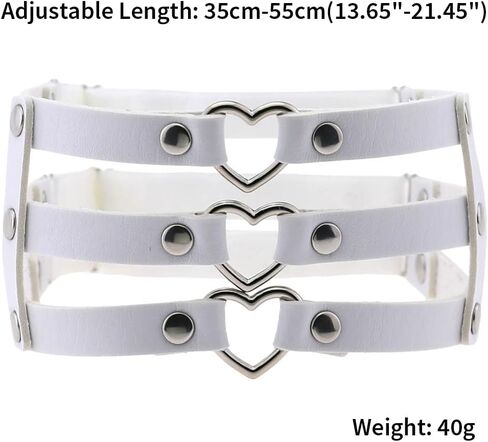 FM FM42 Multicolor PU Simulated Leather Rivets Love Heart Ring 3-Layer Adjustable Leg Ring Elastic Garter, Pack of 2 PCs in Saudi Arabia