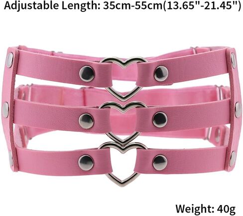 FM FM42 Multicolor PU Simulated Leather Rivets Love Heart Ring 3-Layer Adjustable Leg Ring Elastic Garter, Pack of 2 PCs in Saudi Arabia