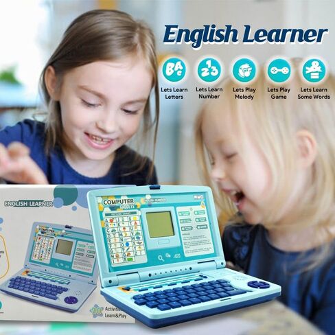 كمبيوتر محمول تفاعلي لتعليم اللغة الإنجليزية للأطفال - لعبة تعليمية مع شاشة LED (برتقالي) in Saudi Arabia