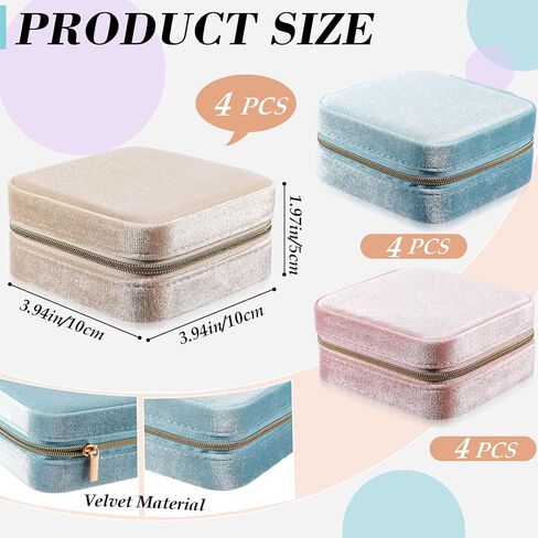 Kenning 12 Pcs Small Velvet Travel Jewelry Box Mini Jewelry Travel Case Portable Jewelry Organizer Pouches Bridesmaid Proposal Gift Boxes Earring Display Holder for Women Girls Gifts Accessories in Kuwait