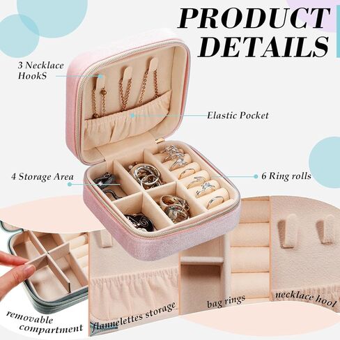 Kenning 12 Pcs Small Velvet Travel Jewelry Box Mini Jewelry Travel Case Portable Jewelry Organizer Pouches Bridesmaid Proposal Gift Boxes Earring Display Holder for Women Girls Gifts Accessories in Kuwait