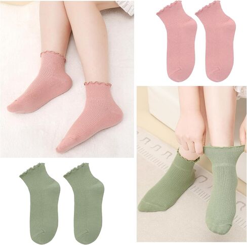 10 أزواج من الجوارب النسائية، جوارب مكشكشة للفتيات والنساء، جوارب لطيفة للكاحل، جوارب دائرية ناعمة ودافئة من القطن قابلة للتنفس in Kuwait