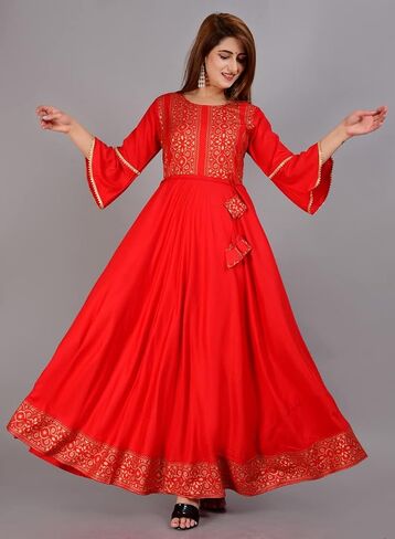 Sophia-Art Rayon Floral Print Only Kurti Dress for Women and Girls Elegant Indian Ethnic Wear Traditional Weeding outfits in Saudi Arabia