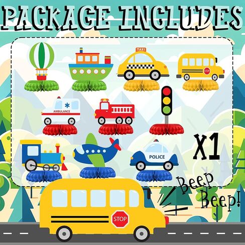 Transportation Party Decorations - Honeycomb Centerpieces for Transportation Birthday Decor - Transportation Table Decoration for Kids - Transportation Theme Décor in Saudi Arabia