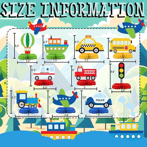 Transportation Party Decorations - Honeycomb Centerpieces for Transportation Birthday Decor - Transportation Table Decoration for Kids - Transportation Theme Décor in Saudi Arabia