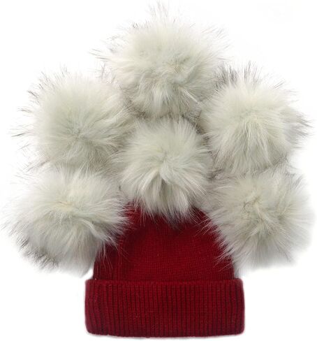 Furryvalley Faux Fur Pompom 6pcs DIY Crafts Fluffy Balls for Hat Shoes Scarves with Snap Fastener Removable Knitting Hat Horse Riding Hat Silk Accessories 6 Inch Extra Large (3 Mix Colors) in Saudi Arabia