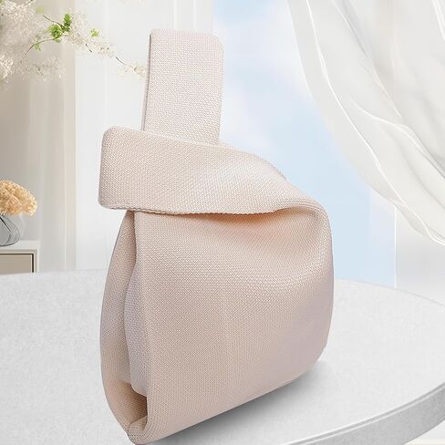 Small Crochet Knit Tote Wrist Bag, Portable Knot Sleeve Handle Bag Cute Wristlet Pouch Purse for Women in Saudi Arabia