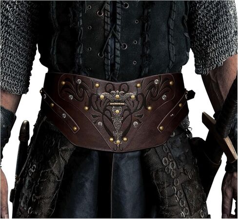 L'VOW الفايكنج حزام خصر عريض الشمال الخصر درع حزام جلد البربري لعصر النهضة القرون الوسطى LARP المحارب تأثيري in Kuwait
