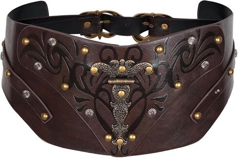 L'VOW الفايكنج حزام خصر عريض الشمال الخصر درع حزام جلد البربري لعصر النهضة القرون الوسطى LARP المحارب تأثيري in Kuwait