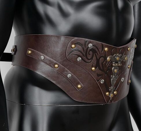 L'VOW الفايكنج حزام خصر عريض الشمال الخصر درع حزام جلد البربري لعصر النهضة القرون الوسطى LARP المحارب تأثيري in Kuwait
