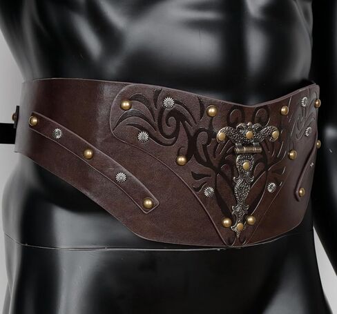 L'VOW الفايكنج حزام خصر عريض الشمال الخصر درع حزام جلد البربري لعصر النهضة القرون الوسطى LARP المحارب تأثيري in Kuwait