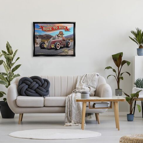Stupell Industries Bone to Run Dogs Framed Floater Canvas Wall Art by Larry Grossman in Kuwait