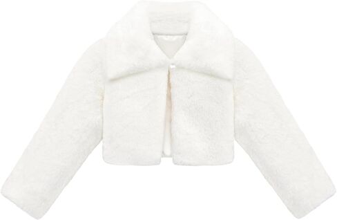 Lilax Girls Faux Fur Bolero Shrug Button Closure Cozy Jacket in Kuwait