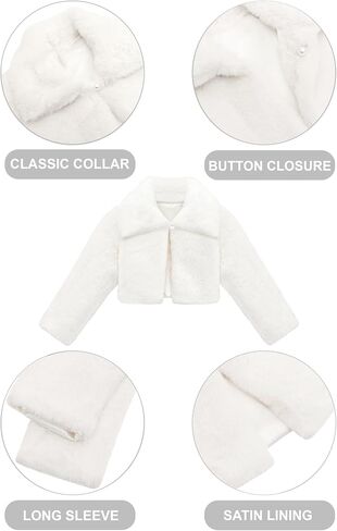 Lilax Girls Faux Fur Bolero Shrug Button Closure Cozy Jacket in Kuwait