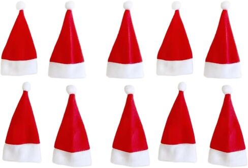 Silurian 10pcs قبعة عيد الميلاد الصغيرة زجاجة النبيذ زجاجة الحليب الحلي الحرفية الزينة الحمراء in Saudi Arabia