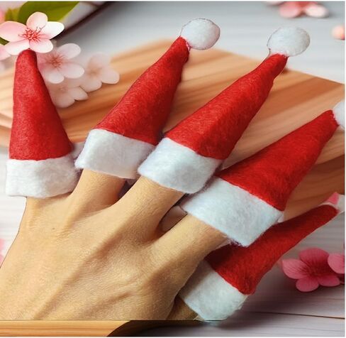 Silurian 10pcs قبعة عيد الميلاد الصغيرة زجاجة النبيذ زجاجة الحليب الحلي الحرفية الزينة الحمراء in Saudi Arabia