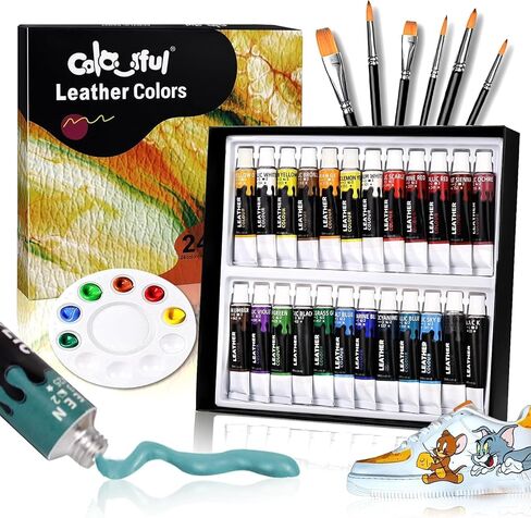 Colorful Acrylic Leather Paint for Shoe Painting- 36 Colors Leather Paint for Bag & Wallet Decor, Leather Jacket Care, Crafts DIY & Customizing Leather Projects in Kuwait