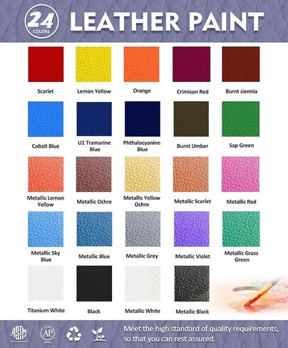 Colorful Acrylic Leather Paint for Shoe Painting- 36 Colors Leather Paint for Bag & Wallet Decor, Leather Jacket Care, Crafts DIY & Customizing Leather Projects in Kuwait