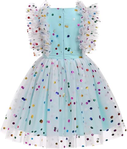 IDOPIP Flower Girls Sequin Butterfly Dot Tutu Dress for Kids Baby First Communion Wedding Princess Birthday Party Dresses in Saudi Arabia