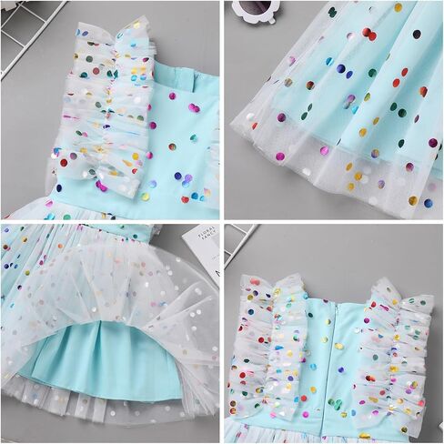 IDOPIP Flower Girls Sequin Butterfly Dot Tutu Dress for Kids Baby First Communion Wedding Princess Birthday Party Dresses in Saudi Arabia