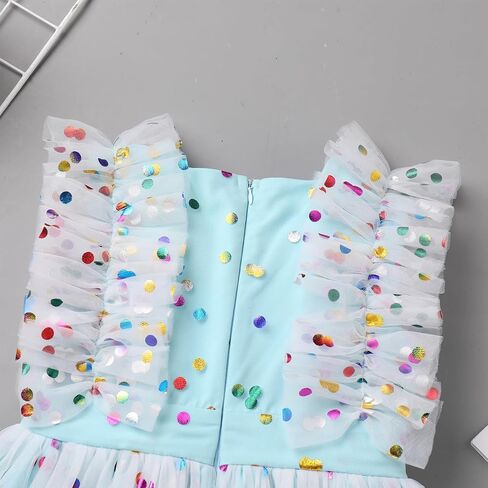 IDOPIP Flower Girls Sequin Butterfly Dot Tutu Dress for Kids Baby First Communion Wedding Princess Birthday Party Dresses in Saudi Arabia