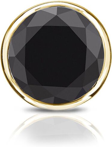 Diamond Wish 14k Yellow Gold Round Black Diamond SINGLE STUD Earring (1/4-2ct TW) Bezel Set, Screw-Back in Saudi Arabia