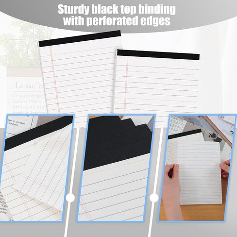 6PCS Legal Pads, White Legal Notepads 5 x 8 Inch Small Lined Note Pads 30 Sheets Perforated Writing Pads for School College Office in Kuwait