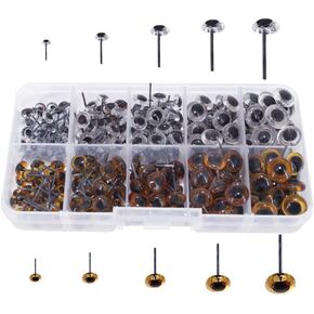 Bestartstore 1Box(100pcs) 6-10mm 5size 2colors Glass Eyes Kits for Needle Felting Bears Dolls Decys Sewing