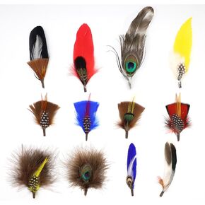 LWINGFLYER 12PCS Hat Feathers for Fedora Cowboy Hats Oktoberfest Trilby Hats Men Women Costume Accessories Crafts Decoration