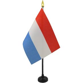 Luxembourg Table Flag 4'' x 6'' - Luxembourger Desk Flag 15 x 10 cm - golden spear top - AZ FLAG