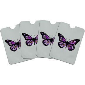 Butterfly with Flowers Credit Card RFID Blocker Holder Protector Wallet Purse Sleeves Set of 4