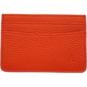 | Leather 3-Pocket Wallet Slim Card Holder | Leather Card Holder for Men and Women | Leather Card Wallet | Leather Card Case | Luxurious Pocket Slim Card Holder (Orange)