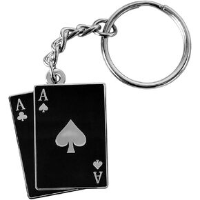 Pinsanity Black Pair of Aces Metal Keychain