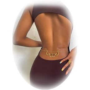 Layered Beads Waist Chain For Women Crystal Belt Chain for Teen Girls Multilayer Bead Belly Chain Beach Bikini Body Jewelry Accessories (Snake)
