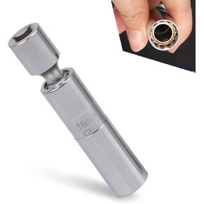 Pack-1 Car Spark Plug Socket, Ultra-thin 14mm CR-V Steel with Leaf Spring, 3/8" Drive 12-point Spark Plug Socket Disassembly Tools, Universal for Most Cars Motorcycles (Silver)
