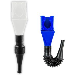 قطعتان من قمع البلاستيك المرن لزر التصريف للسيارات، قمع وقود تلقائي واسع الفم مع مقابض، قمع وقود السيارة متعدد الوظائف قابل للسحب لزيت المحرك والديزل والبنزين (أزرق وأبيض) in Kuwait