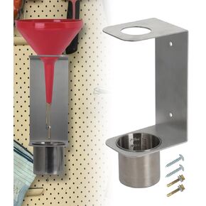 Oil Funnel Holder Wall Mount, with Mounting Screws Fits for Most Funnels Height Within 7.8-10.4 Inches Used to Store Funnel and Eliminate Oil Spills Sturdy Aluminum (Only Holder, No Funnel)