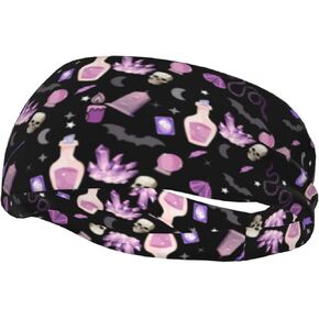 Cute Gothic Sweatbands for Women Men Headbands Gothic Stretchy Sweatband Bat Head Bands Headband
