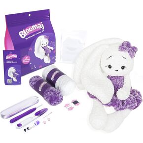 Bloomaj Crochet Kit for Beginners Adults and Kids, Amigurumi Learn to Crochet Kits with Step-by-Step Video, DIY Knitting Supplies,Bunny Toy, Christmas Gift, Yarn Animal,