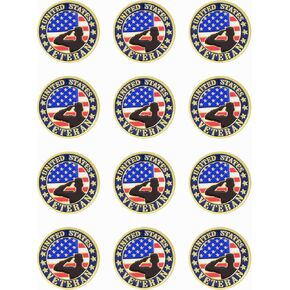 Tichso round enamel American veteran's pin USA Patriotic United States of America flag Veterans Day lapel pin Brooch pins patriotic for Clothes backpack hat Men women soldier Badge for Memorial Day Military Decorated souvenir gift bulk