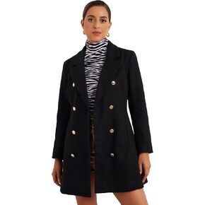 Allegra K Winter Peacoat for Women's Notch Lapel Trench Double Breasted Coats