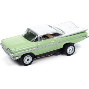 Autoworld SC408-3 Seafoam Green & White Thunderjet 1959 Chevy Impala HO Scale Electric Slot Car