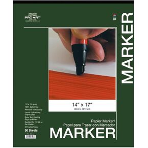 PRO ART Marker Paper, 14-inch x 17-inch, 50 Sheet Tape Bound Pad, White