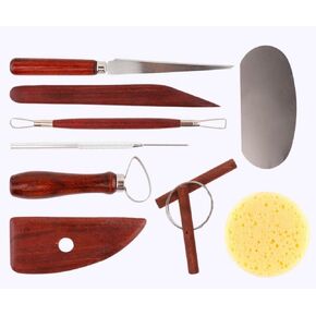 Feqsky 9pcs Red Clay Sculpting Kit Sculpt Smoothing Wax Carving Pottery Ceramic Tools Polymer Shapers Modeling Carved Tool
