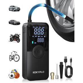 Tire Inflator Portable Air Compressor, Air Pump for Car Tires with Tire Pressure Gauge (150 PSI), One Click Smart Cordless Air Compressor with Inflation and Deflation Modes, 3X Fast Inflation