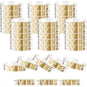 100 Pcs VIP Wristbands for Events Waterproof Wrist Bands VIP Paper Wristbands Party Bracelets Custom Wristbands Identification Wristbands Arm Bands for Events Concerts(Gold)