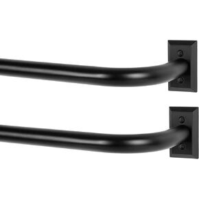 Black Wrap Around Curtain Rods,2 Pack Black Curtain Rods for windows 28 to 48 in(2.3-4Ft),Adjustable Blackout Curtain Rod,1"Diameter Room Darkening Drapery Rods,Window Curtains Rod 28-48",Matte Black
