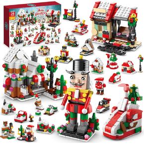 Advent Calendar 2024 Christmas Train Building Blocks Set - 24 Days Building Blocks Toys for Kids Adult Holiday Countdown Calendars Xmas Thanksgiving Gifts
